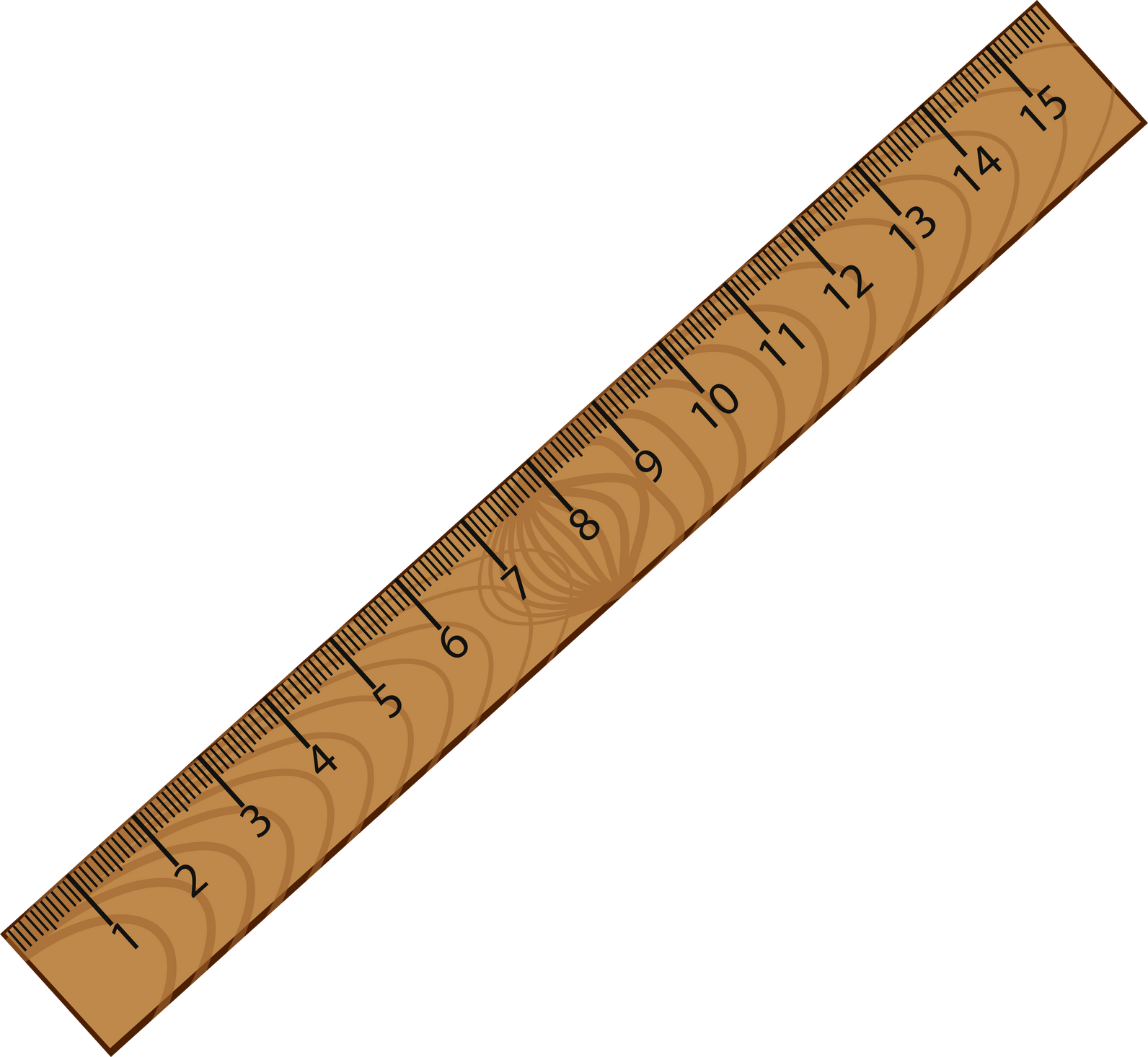 Ruler in centimeters, wooden ruler on a white background